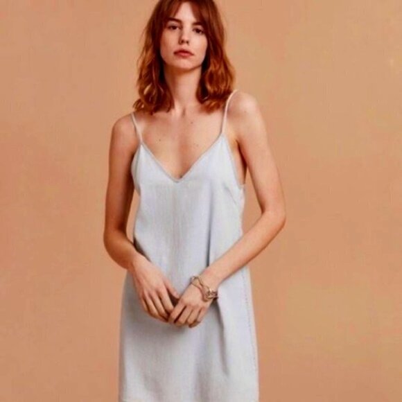 ARITZIA Wilfred Free Light Blue Mini Summer Slip Dress US S - Picture 1 of 10